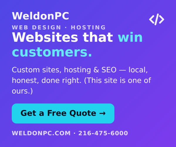 WeldonPC Web Design and Hosting - Websites that win customers. Get a free quote.